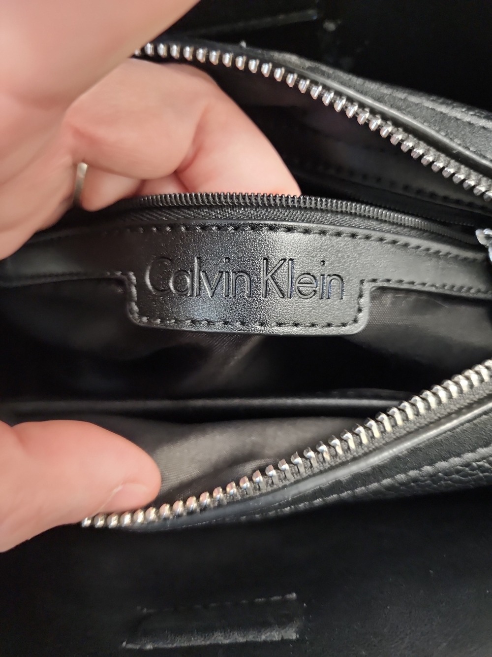 Calvin Klein Black Braided Handle Shoulder Bag Pebbled Vegan Leather Tote - Picture 3 of 8
